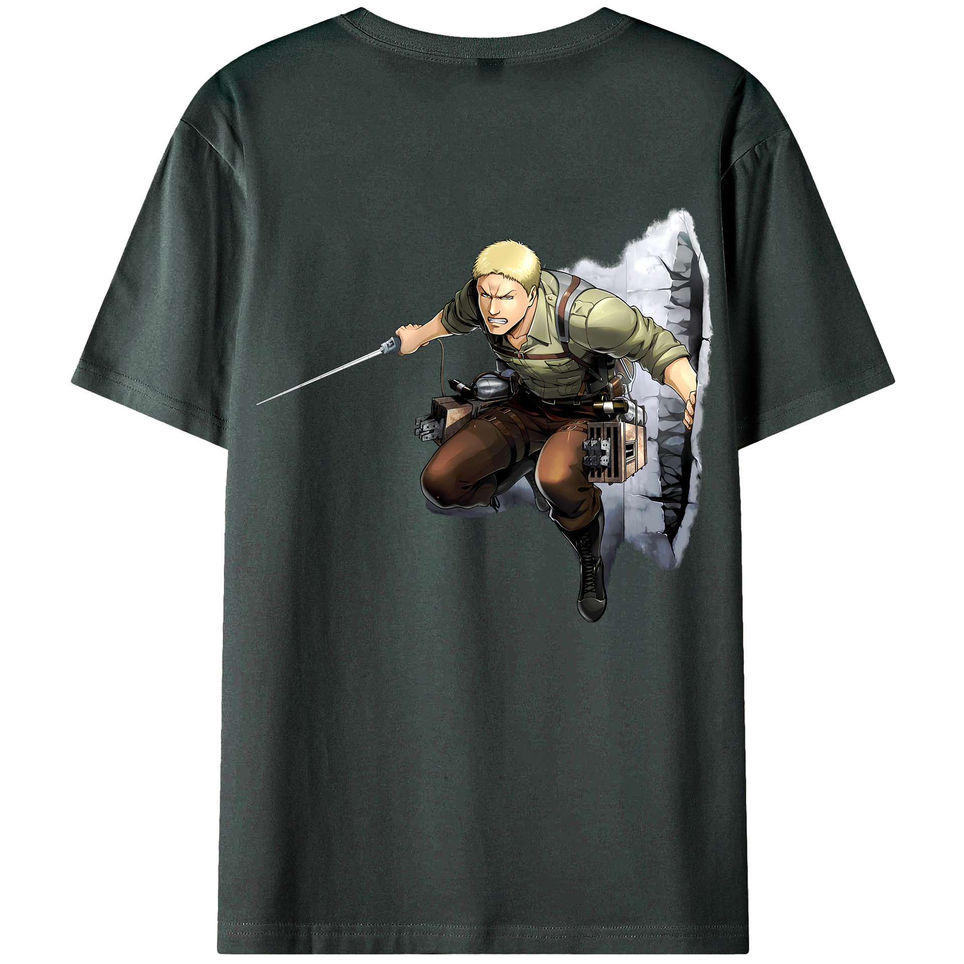 （画像用） 進撃の巨人 ライナー・ブラウン Attack on Titan Reiner Braun 綿100％ メンズ半袖Tシャツ（バックプリント） 通気性